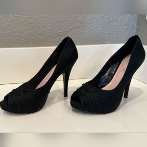 Black Gretchen Peep Toe Heel